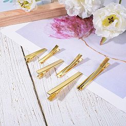 アイアン製フラットダッカールクリップパーツ  作るDIYのヘアアクセサリー  ゴールドカラー  46x8mm  57x8.5mm  60x18x12mm  60個/セット&nbsp;IFIN-PH0023-65G