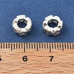 真鍮マイクロパヴェクリアキュービックジルコニアロンデルヨーロピアンビーズ  ハートの大きな穴ビーズ  長持ちメッキ  ラックめっき  銀  7.5x4mm  穴：4mm&nbsp;LS-KK-R216-20S
