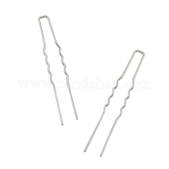 ヘアアクセサリーアイロンかんざしヘアフォークパーツ  プラチナ  63x10x1mm&nbsp;OHAR-TAC0002-01P