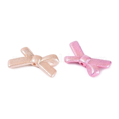 UVメッキ不透明アクリルビーズ  虹色の  蝶結び  テクスチャ  ミックスカラー  20.5x34x5.5mm  穴：2mm&nbsp;OACR-N160-16
