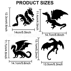 秋をテーマにしたペット用くり抜き絵用ステンシル1セット  アートペイントブラシ1本付き  ドラゴン  ペイントステンシル：300x300mm  2個/セット&nbsp;DIY-MA0003-03B