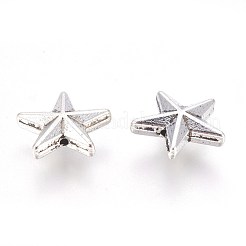 チベット風合金ビーズ  スター  鉛フリー＆ニッケルフリー＆カドミウムフリー  アンティークシルバー  12x12x4mm  穴：1mm.&nbsp;LF9324Y-NF