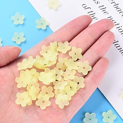 透明なアクリルビーズ  艶消し  花  シャンパンイエロー  12.5x13x2.5mm  穴：1.8mm  約2439個/500g&nbsp;MACR-S373-118-D03