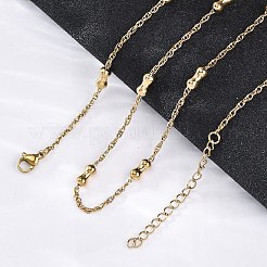 304ステンレススチールボーンロープチェーンネックレス  イオンプレーティング（ip）  ゴールドカラー  17.95インチ（45.6cm）&nbsp;NJEW-C073-09G