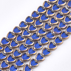 電気メッキガラスビーズセット  エッジメッキ  ハート  ミックスカラー  10x10x4mm  穴：1mm  約30個/連  11.4インチ&nbsp;EGLA-S188-09