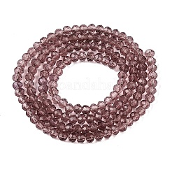 ガラスビーズ連売り  多面カット  ロンデル  サドルブラウン  2.9~3.3x2mm  穴：0.8mm  約135~140個/連  32~34cm&nbsp;EGLA-A044-T2mm-D07