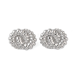 304ステンレススチールイヤリング  花  プラチナ  31x23mm&nbsp;EJEW-O004-12P