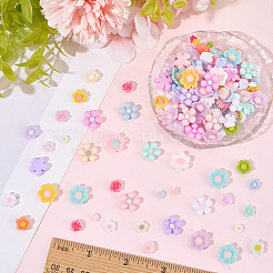 300個6スタイル不透明樹脂カボション  ラバー加工スタイル  花  ミックスカラー  5.5~13x3~13x3~4.5mm  50個/スタイル&nbsp;CRES-SC0003-19