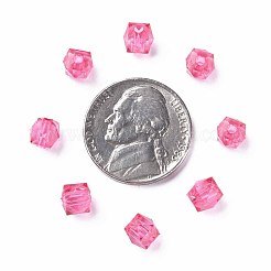 透明なアクリルビーズ  多面カット  正方形  サクランボ色  5.5x5.5x5.5mm  穴：1.8mm  約4485個/500g&nbsp;MACR-S373-112A-B05