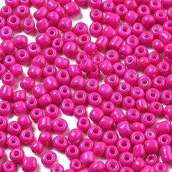 ベーキングペイント ガラスシードビーズ 6/0個  フクシア  4~5x3~4mm  穴：1~2mm&nbsp;SEED-S004-Y7