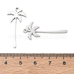 304ステンレスペンダント  ココナッツツリーチャーム  ステンレス鋼色  32x14x1.3mm  穴：1.6mm&nbsp;SA-CBAAC28-13P