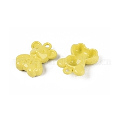 スプレープリント合金ペンダント  ちょう結びチャーム付きクマ  シャンパンイエロー  16.5x12x5mm  穴：1.6mm&nbsp;PALLOY-Q466-03F