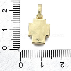 真鍮マイクロパヴェクリアキュービックジルコニアクロスペンダント  シェルと  16KGP本金メッキ  15x10.5x3mm  穴：5.5x3.5mm&nbsp;X-KK-V010-31G