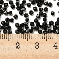 電気メッキガラスビーズ  多面カット  双円錐形  ブラック  2x2mm  穴：0.7mm  約720個/袋&nbsp;EGLA-M030-02A-NB01