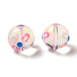 透明ガラスビーズ  手描きのビーズ  エナメル  ラウンド  ミックスカラー  12mm  穴：1mm&nbsp;GLAA-B008-01