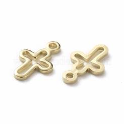 真鍮の小さなクロスチャーム  カドミウムフリー＆鉛フリー  長持ちメッキ  24KGP本金メッキ  10x6.5x1mm  穴：0.9mm&nbsp;KK-L205-10G