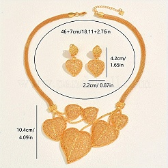 女性用ヴィンテージ合金中空リーフイヤリング＆ネックレスセット  18KGP本金メッキ  ネックレス：18.11インチ（46cm）&nbsp;WC5565