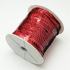環境に優しいプラスチックスパンコールビーズ  スパンコールビーズ  装飾アクセサリー  フラットラウンド  レッド  6mm  約100ヤード/ロール&nbsp;PVC-Q087-6mm-50103