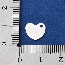 201 ステンレススチール スタンピング ブランク タグ ペンダント  ハート  銀  9.5x10.5x1.5mm  穴：1.9mm&nbsp;STAS-I100-10S