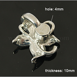 真鍮は、マグネットクラスプの上に折る  葉  プラチナ  18x20x10mm  穴：4mm&nbsp;X-KK-C2917-N