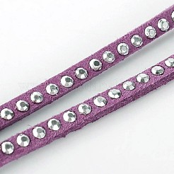 リベットスエード調コード  フェイクレース  アルミニウム  パープル  3x2mm  約20ヤード/ロール&nbsp;LW-M001-06