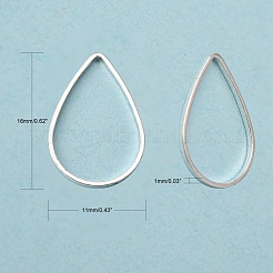真鍮製コネクター  カドミウムフリー＆鉛フリー  ティアドロップ  銀色のメッキ  約11 mm幅  長さ16mm  厚さ1mm&nbsp;X-EC03111x16mm-S