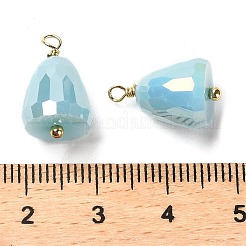 ガラスチャーム  ラックメッキ本物の18Kゴールドメッキ真鍮ループ付き  ファセットティアドロップチャーム  空色  16.5~17x10mm  穴：1.8mm&nbsp;KK-M266-03G