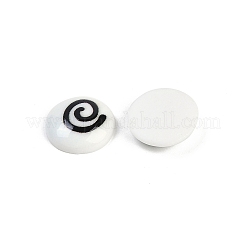白と黒のフラットラウンドい漫画の樹脂カボション  目  13x4mm&nbsp;LS-CRES-Q009-01E