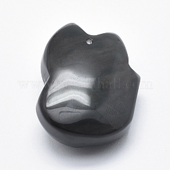 天然石オブシディアンペンダント  キツネ  28x22x12.5mm  穴：1mm&nbsp;G-P360-05