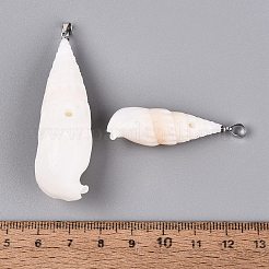 スパイラルシェルビッグサイズペンダント  シェル形状  貝殻色  プラチナ  29~62x11~21x11~19mm  穴：4~5x3.5mm&nbsp;SHEL-Q029-14P