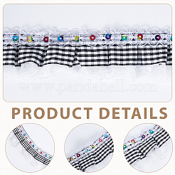 5ヤードポリエステルレースリボン  洋服アクセサリー用  スパンコール  ブラック  1-3/8インチ（36mm）&nbsp;OCOR-GF0006-20C