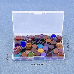 ガラスモザイクタイル  家の装飾工芸品ジュエリー作りのために  フラットラウンド  ミックスカラー  14.5~15x2.5~3mm  約180個/箱&nbsp;GLAA-FH0001-04