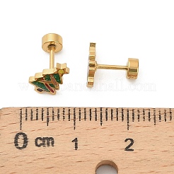 クリスマス 304 ステンレススチール スタッドピアス  ゴールドカラー  クリスマスツリー  10x6mm&nbsp;EJEW-A144-01A-G