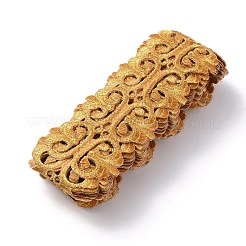花柄刺繍アイロン接着/縫い付けポリエステルリボンパッチ  コスチュームアクセサリー用の中空トリム  ゴールデンロッド  2-3/4インチ（70mm）  約4.37ヤード（4m）/ pc&nbsp;OCOR-WH0080-76A