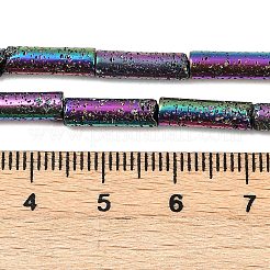 電気メッキされた天然溶岩岩ビーズ連売り  コラム  虹メッキ  13x4mm  穴：1mm  約31個/連  15.35''~15.75''（39センチメートル）&nbsp;G-K388-03B-09