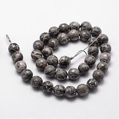 天然地図石/ピカソ石/ピカソジャスパービーズ連売り  多面カット  ラウンド  6mm  穴：1mm  約61個/連  14.9インチ〜15.1インチ&nbsp;G-D840-35-6mm