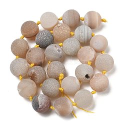 天然のジオード/ドゥルージーアゲートビーズ連売り  艶消し  ラウンド  14mm  穴：1mm  約25~27個/連  16.73~17.13''（42.5~43.5センチメートル）&nbsp;G-A248-A05-01