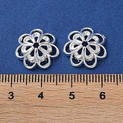 合金ビーズキャップ  長持ちするメッキフラワー 7枚花びら  銀  14.5x5.3mm  穴：1.5mm&nbsp;PALLOY-F309-45S