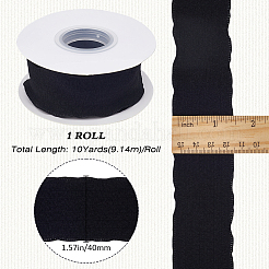 縫製装飾用のポリエステル製フリルリボン  ブラック  1-5/8インチ（40mm）  約9.84ヤード（9m）/ロール&nbsp;OCOR-WH20007-02A