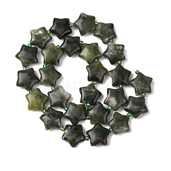 天然石グリーンジェイドビーズ連売り  スター  シードビーズで  15~15.5x16~16.5x6.5~7mm  穴：1.4mm  約25個/連  15.75''~16.14''（40~41センチメートル）&nbsp;G-K359-E06