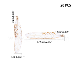 電気メッキ淡水シェルの大きなペンダント  羽  ライトゴールド  67.5~70x13~14x2mm  穴：1.5mm&nbsp;SHEL-T012-01
