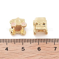 カボチャの馬車ラックメッキ真鍮エナメルビーズ  カドミウムフリー＆鉛フリー  長持ちメッキ  18KGP本金メッキ  9.5x10.5x9mm  穴：3mm&nbsp;KK-G512-07A-G