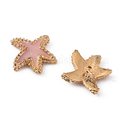 合金エナメルカボション  ネイルアートの装飾の付属品  ゴールドカラー  ヒトデ  ピンク  6x6x1mm&nbsp;MRMJ-WH0064-45C