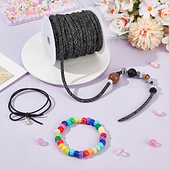 23mのスパークルポリエステル丸紐  ブラック  5mm  約25.15ヤード（23m）/セット&nbsp;OCOR-BC0009-51B