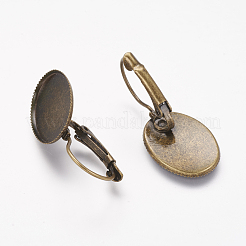 真鍮製フレンチフックピアスパーツ  フレンチスタイルのイヤーワイヤー  アンティークブロンズ  トレイ：13x18mm  32x14x13mm&nbsp;X-KK-A025-AB