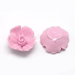 手作り磁器カボション  花  パールピンク  17~18x17~18x7~8mm&nbsp;PORC-S1008-34D