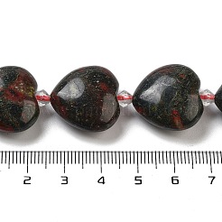 天然石ドラゴンブラッドビーズ連売り  ハート  シードビーズで  19~19.5x20x10mm  穴：1.5mm  約17個/連  15.75インチ（40cm）&nbsp;G-C150-A06-01