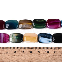天然石瑪瑙ビーズ連売り  染め  長方形  ミックスカラー  17~19x13~14x5~6.5mm  穴：1mm  約22個/連  15.55~15.75インチ（39.5~40cm）&nbsp;G-N356-03A-13