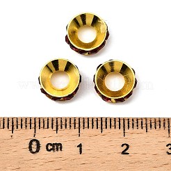 真鍮製ラインストーンスペーサービーズ  グレードA  ロンデル  ゴールデンの金属色  シャム  9x4mm  穴：4mm&nbsp;LS-RB-A020-9mm-22G