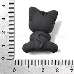 シリコンビーズ  焦点ビーズ  猫の形  ブラック  32x25x15mm  穴：2mm&nbsp;SIL-D013-02B-04